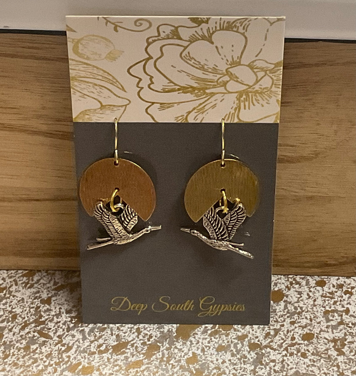 Crane in flight earrings