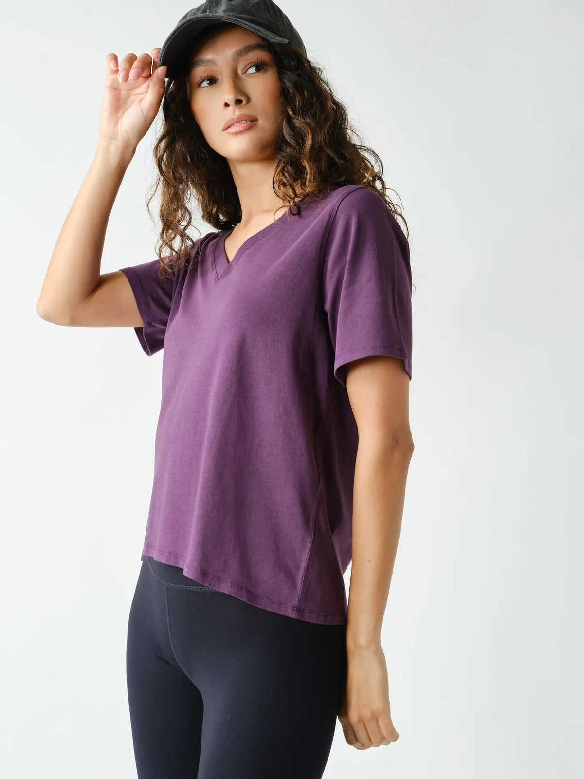 Cotton Blend V Neck Tee