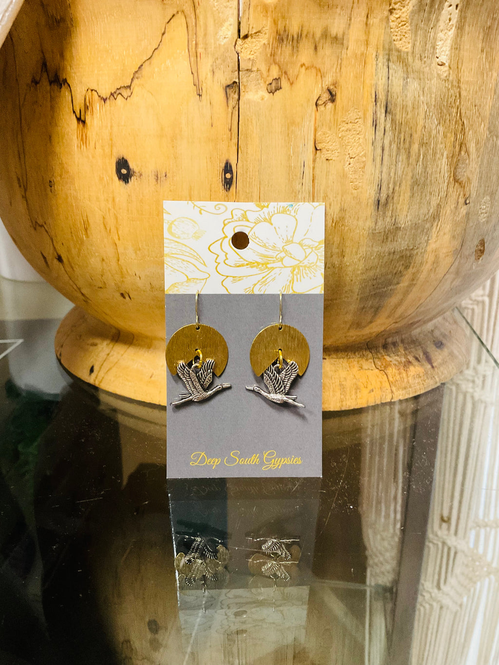 Crane in flight earrings