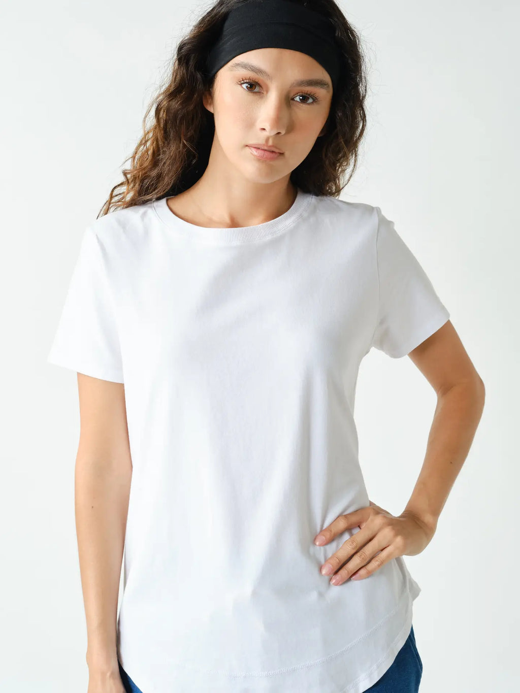 Curved Hem Cotton Tee