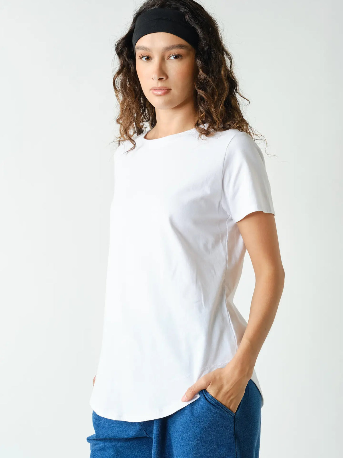 Curved Hem Cotton Tee