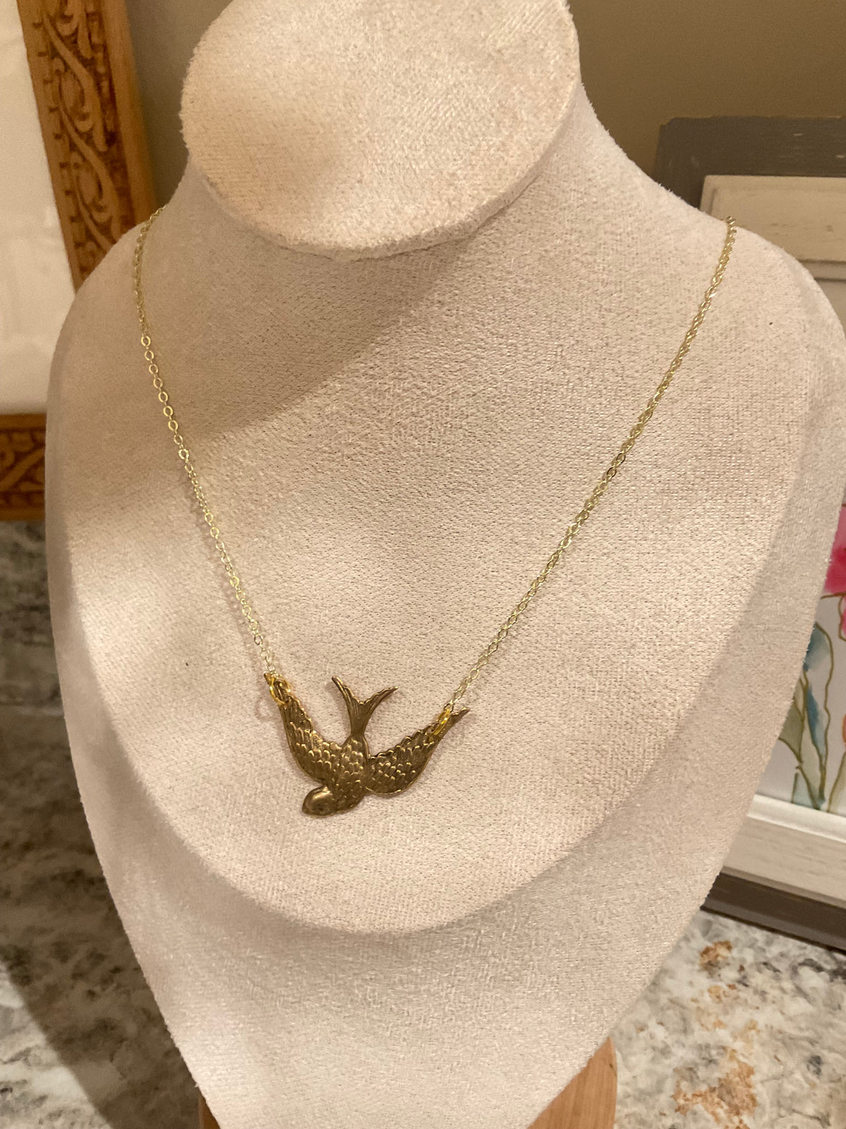 Textured Bird Necklace