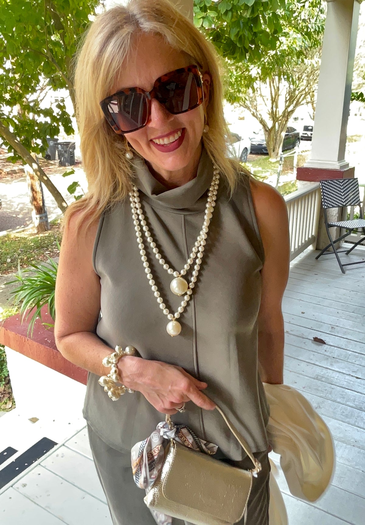 Double Pearl Long Necklace