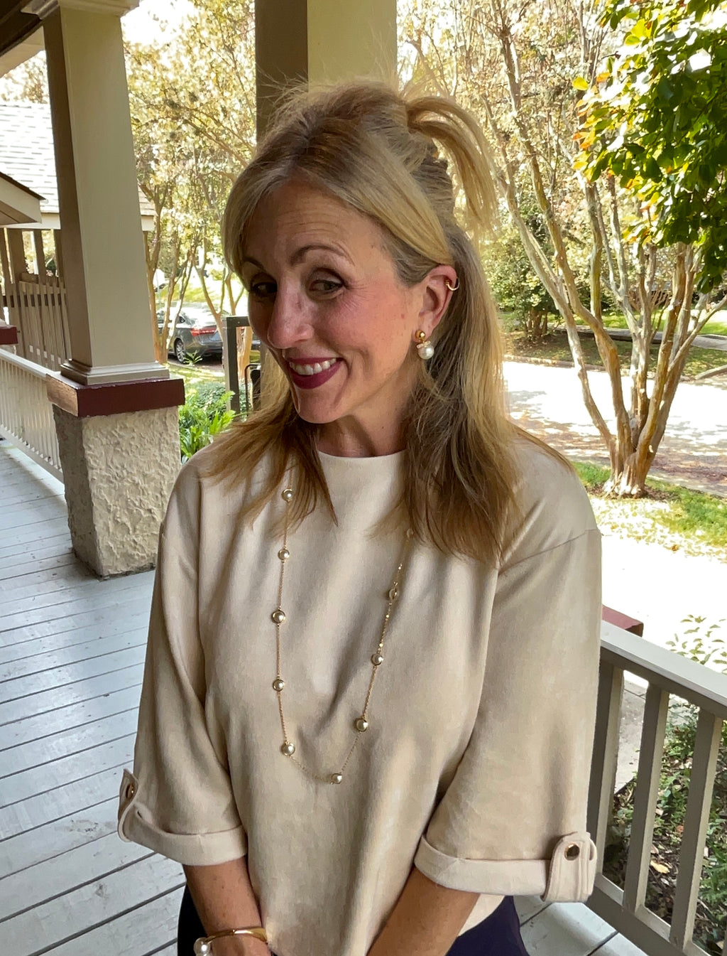 Pearl and Pavé Bar Drop Earring