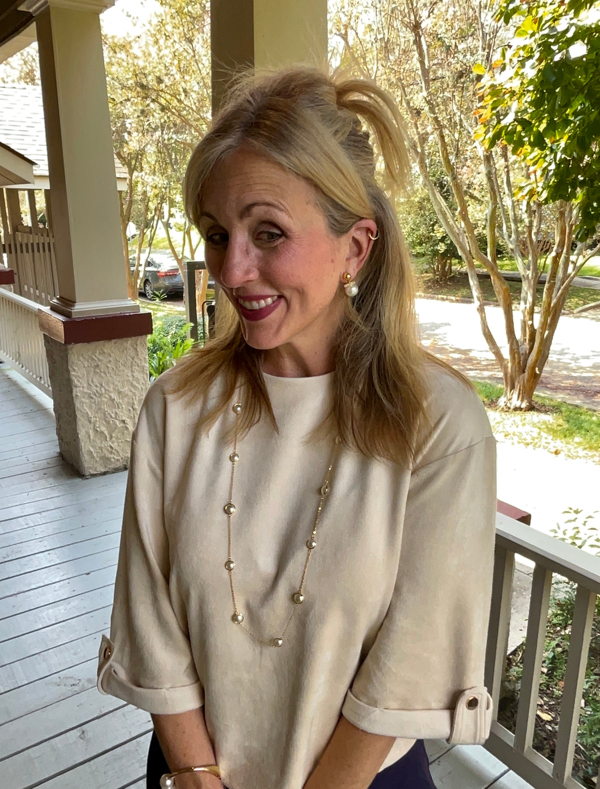 Pearl and Pavé Bar Drop Earring