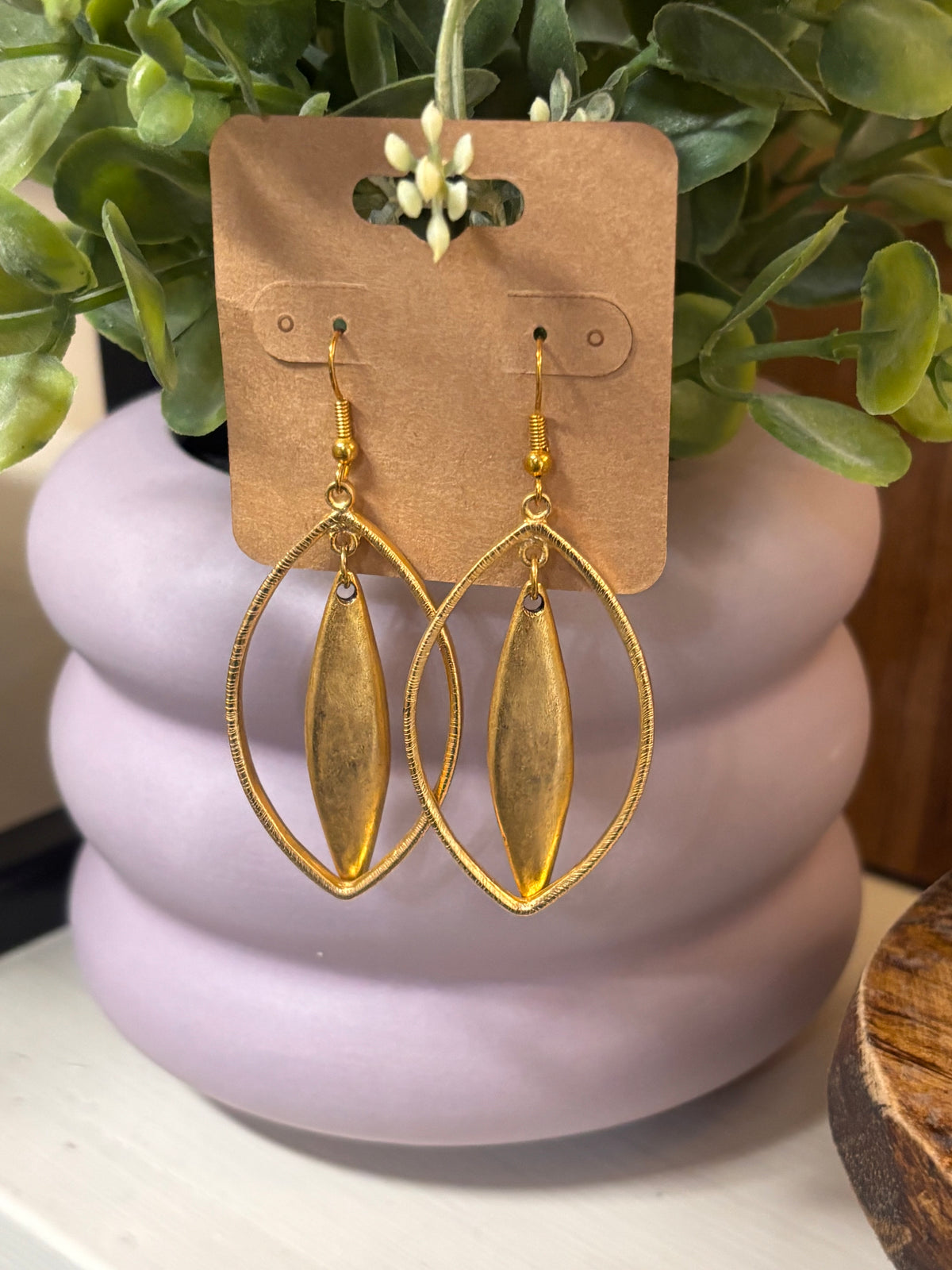 Golden Leaf Teardrop Earrings