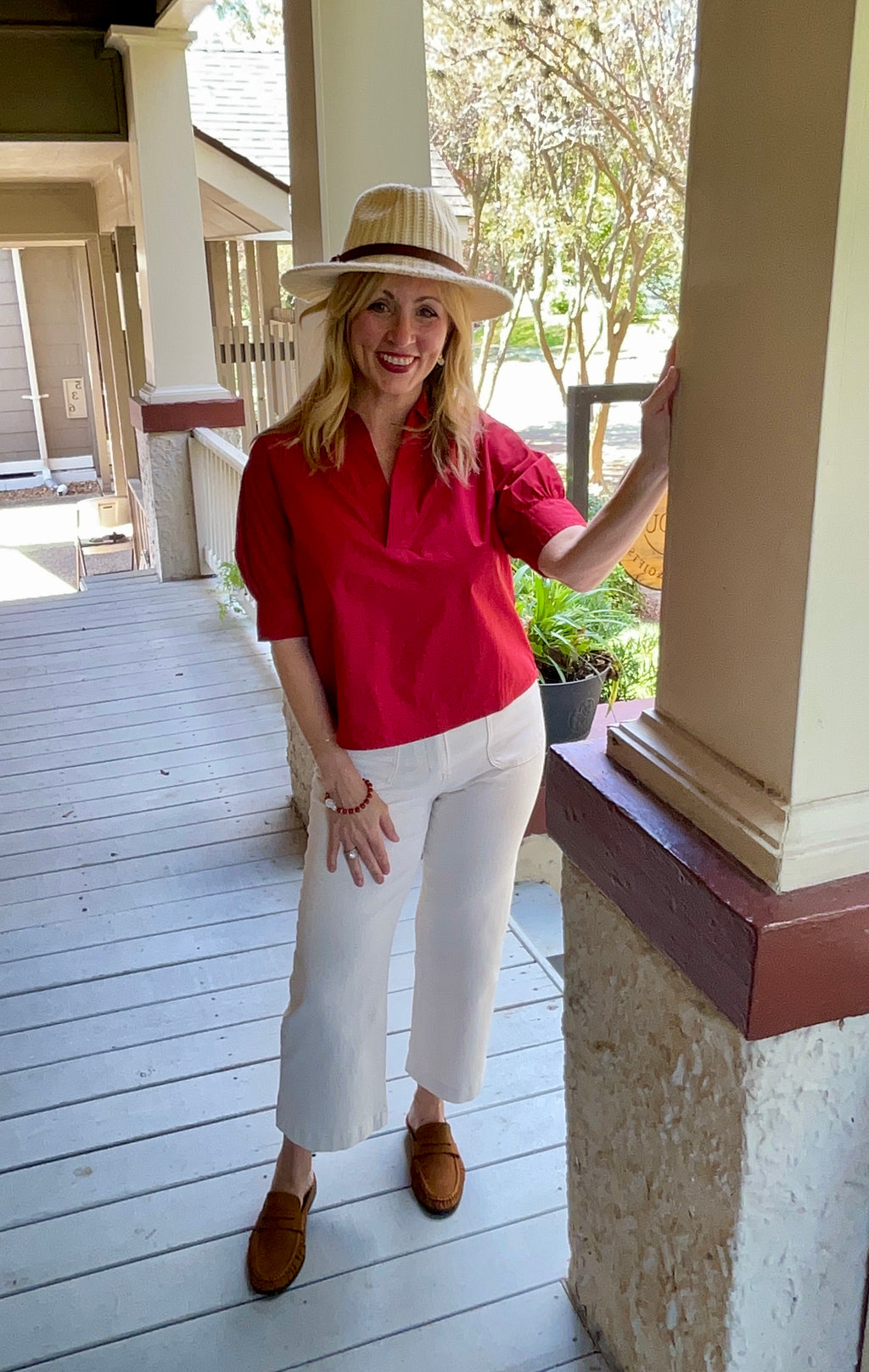 Crimson Karlie Poplin Top