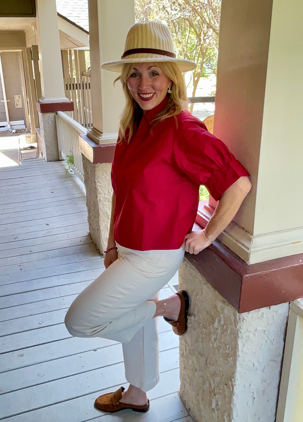 Crimson Karlie Poplin Top
