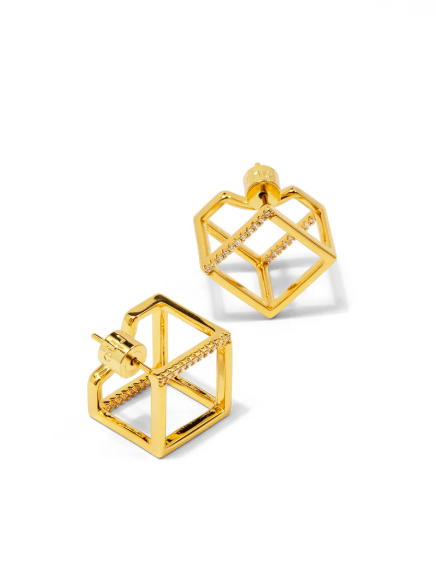 3 Dimension Pave' Cube Earrings