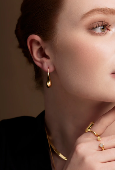 Sculpted Drop Threader Earring