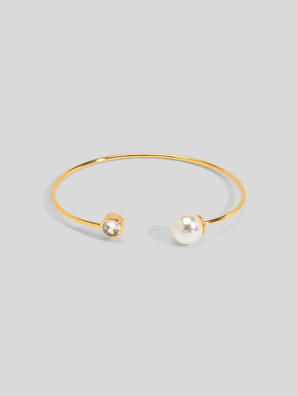 Pearl and Crystal Open Cuff Bracelet