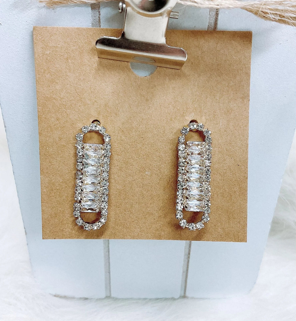 Rhinestone Paperclip Earrings