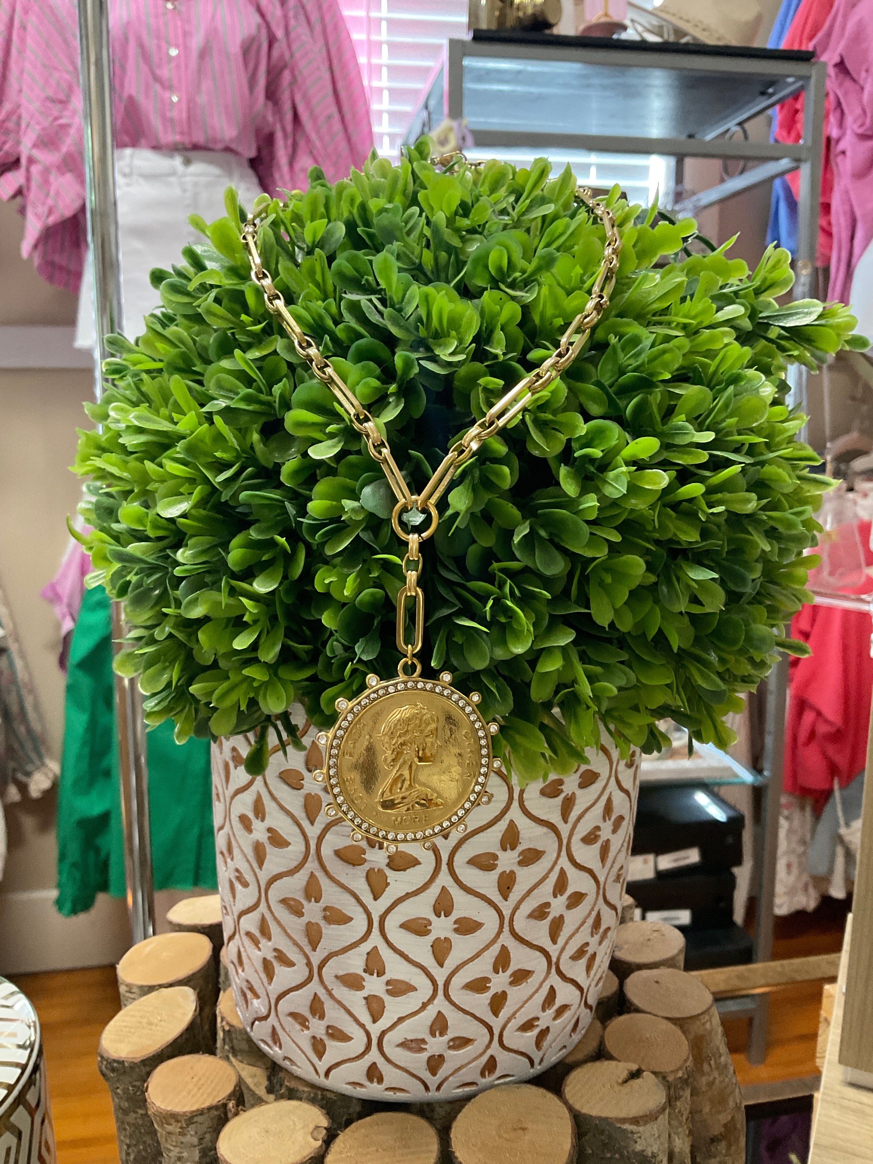 Paperclip Coin Love Each Other Necklace