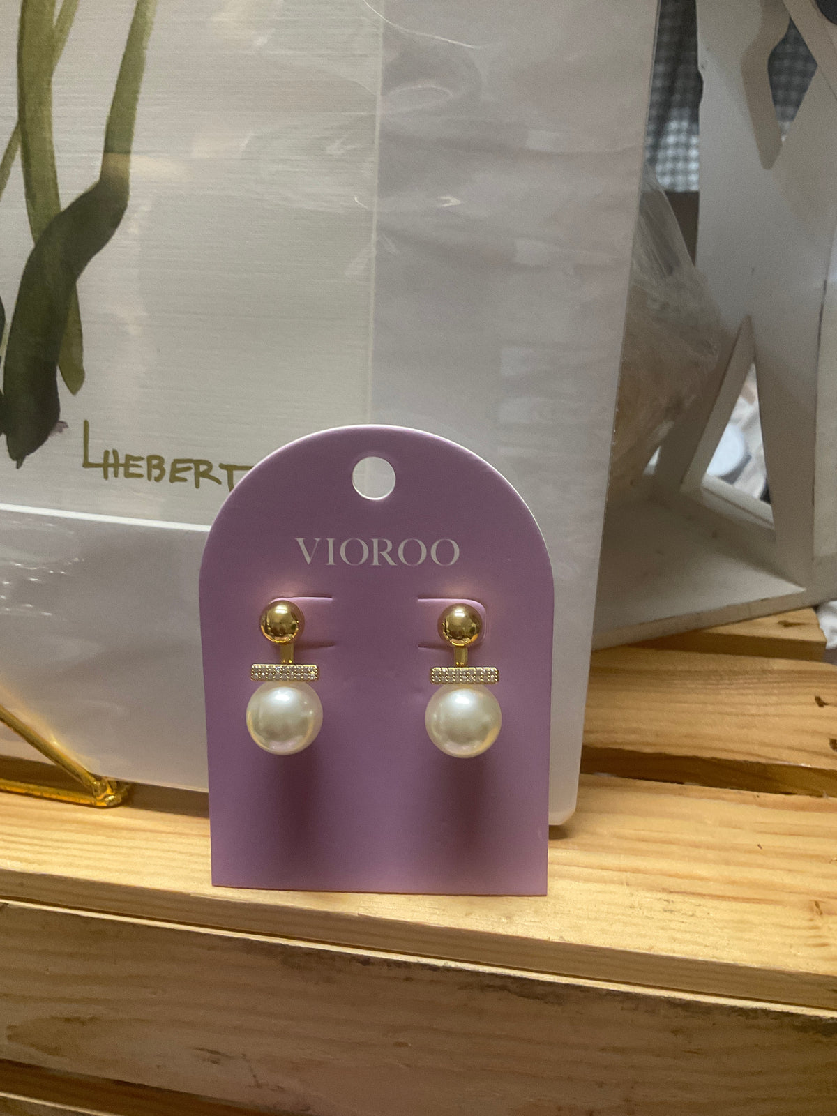 Pearl and Pavé Bar Drop Earring